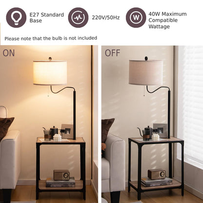 GiantexUK Floor Lamp with Table, Narrow Side End Table with 360° Rotatable Reading Light Lamp Attached