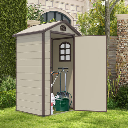 Outdoor Garden Storage Shed, 4.5 x 3.5 ft Weather Resistant Tool Storage House with Lockable Door