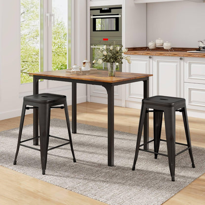 GiantexUK Bar Stools Set of 4, 61CM Seat Height Stackable Metal Kitchen Chairs with Handles (61CM High without Back)