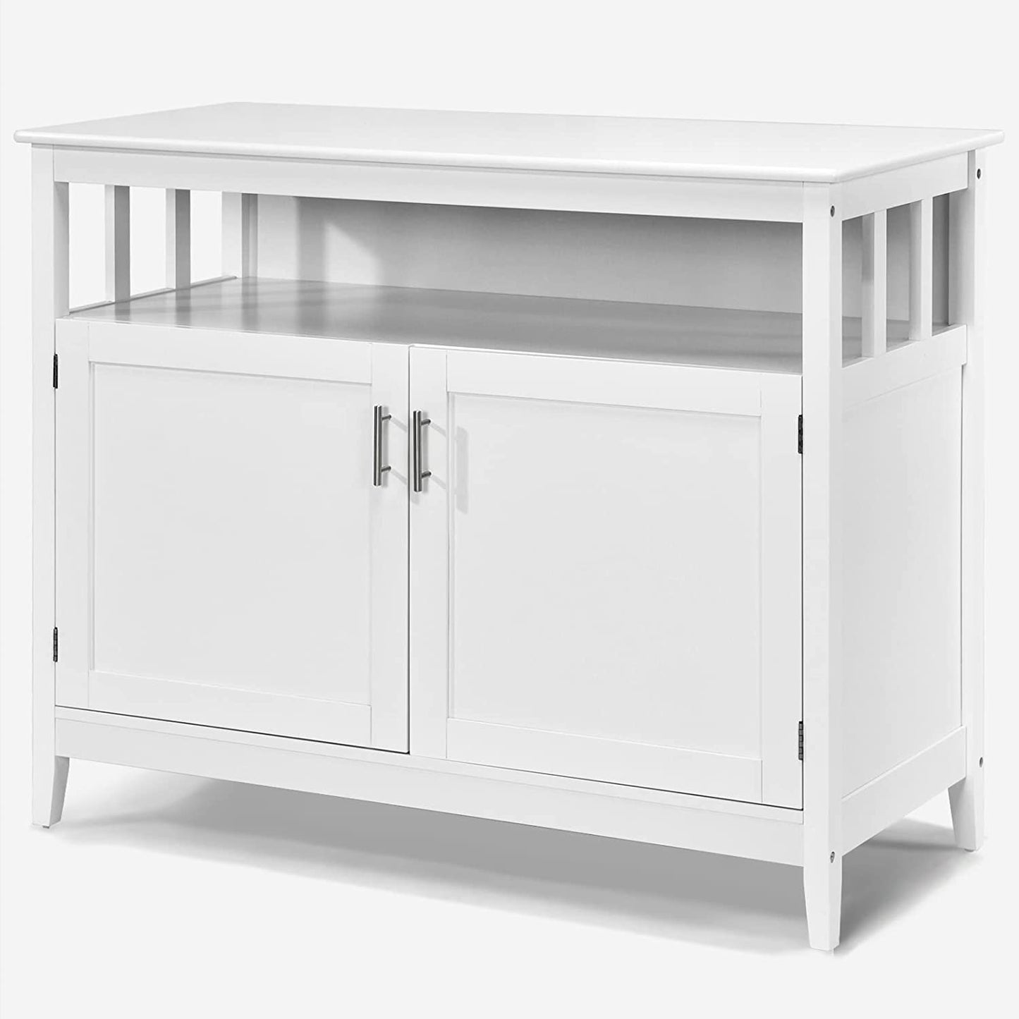 GiantexUK White Kitchen Cabinet, Wooden Buffet Sideboard with Doors and 5-Position Adjustable Shelf