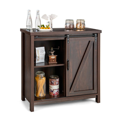 GiantexUK Kitchen Sideboard, Wooden Storage Cabinet with Sliding Door