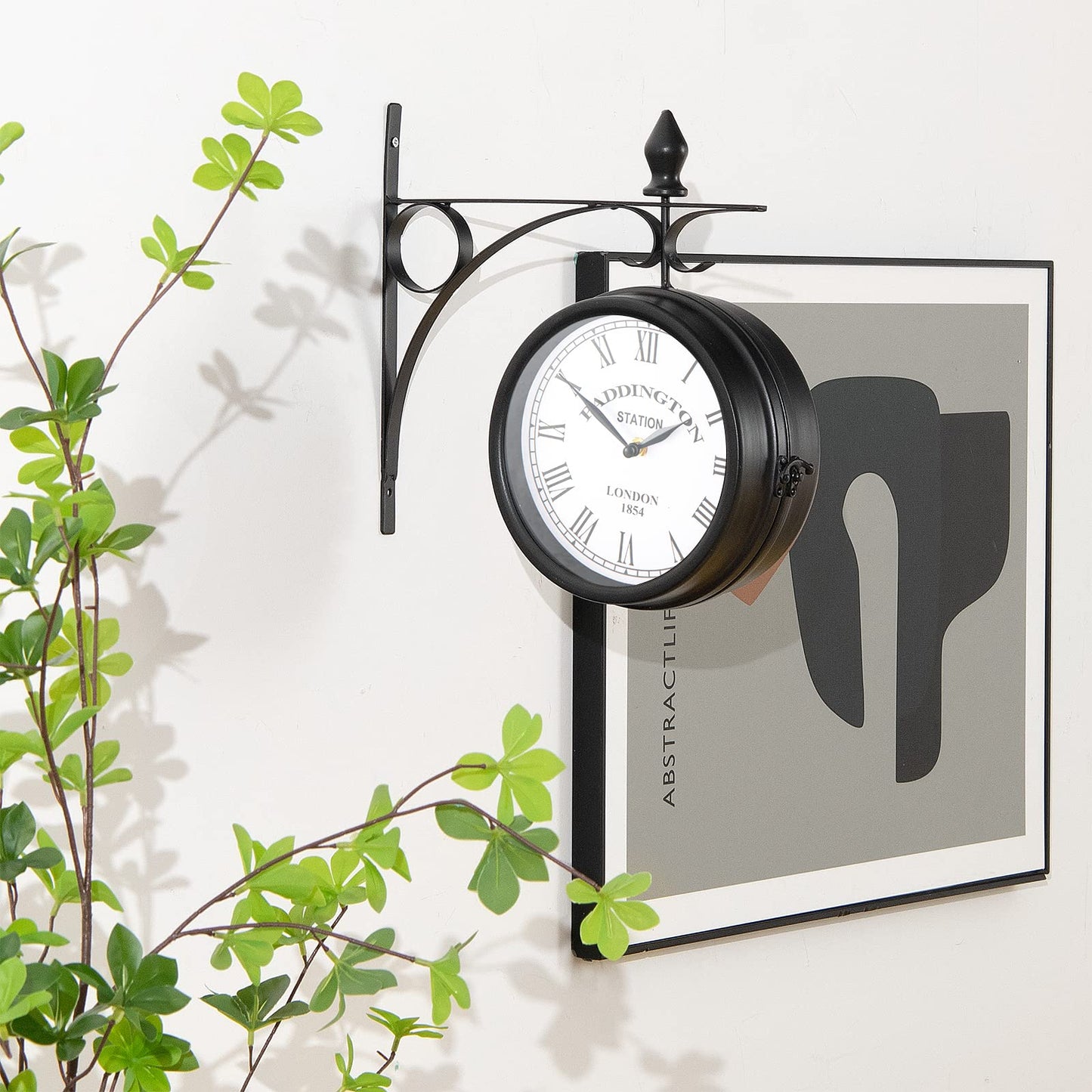 GiantexUK Metal Double Sided Wall Clock, Outdoor & Indoor Classic Hanging Round Clock