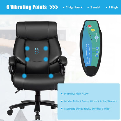 PU Leather Massage Office Chair, 400LBS Big and Tall Ergonomic Computer Chair with 5 Modes Massage Function