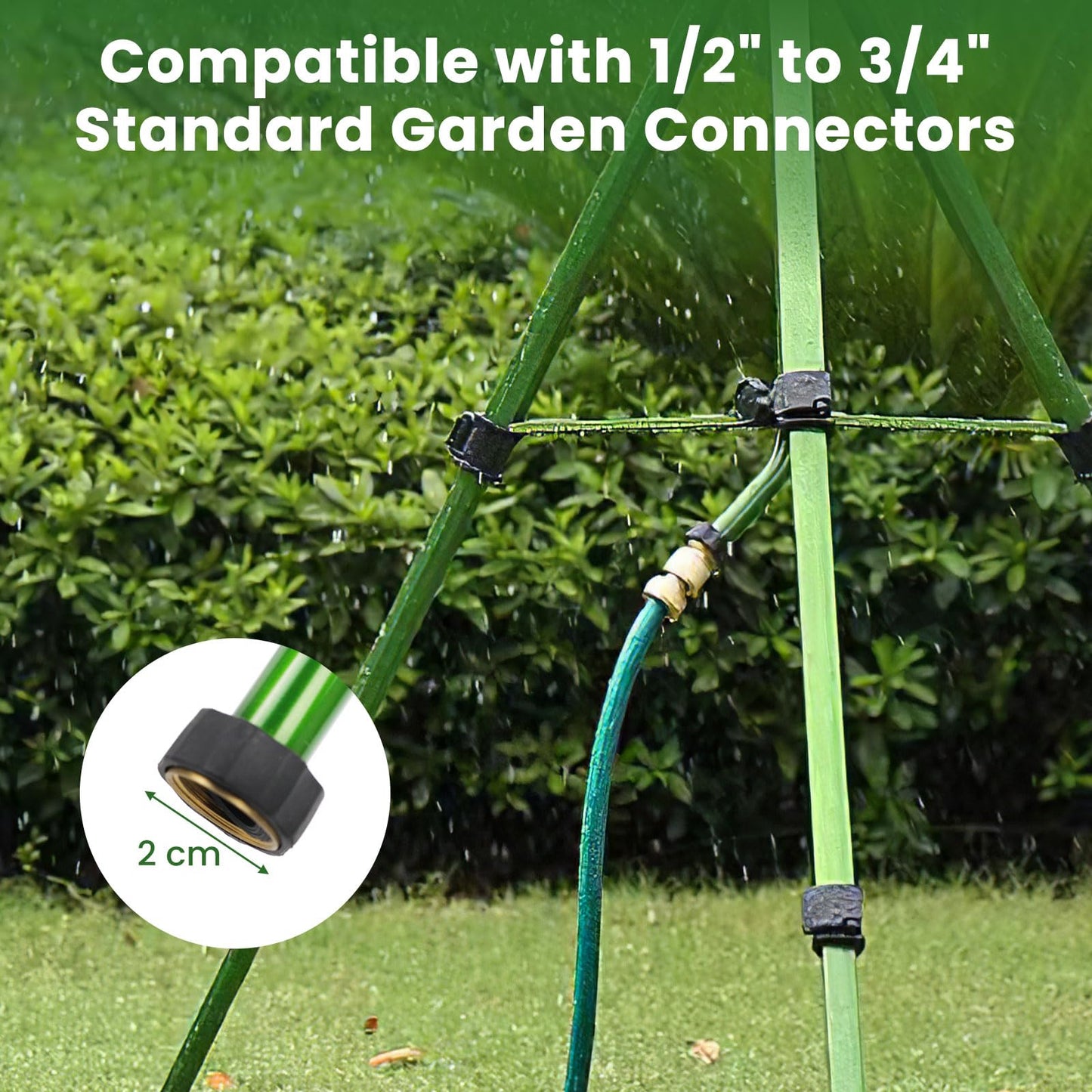 Rotating Tripod Sprinkler, 360°Automatic Rotation Irrigation Water Sprinklers with 11-13.6m Coverage Area & Brass Head