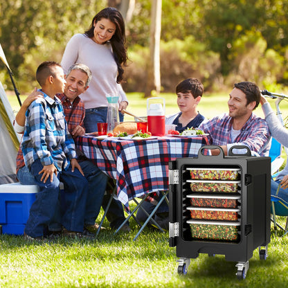 GiantexUK Insulated Food Carrier, 77L Stackable Catering Hot/Cold Box(with Wheels)