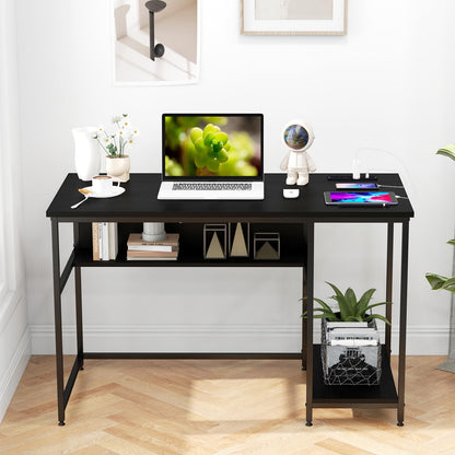 Computer Desk, 120CM Study Table Writing Workstation with Storage Shelf and CPU Stand