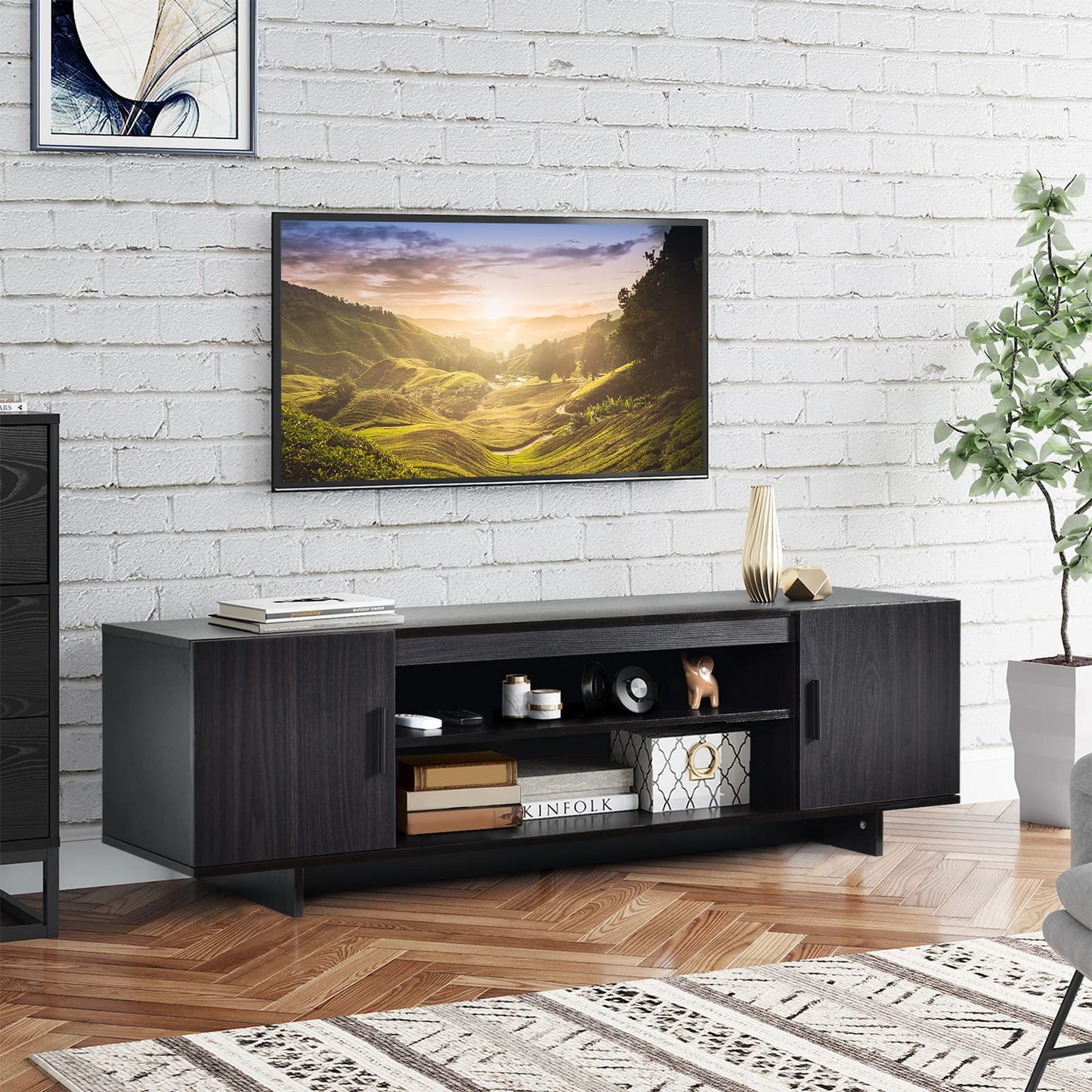 TV Stand for TVs up to 65 Inches, Modern TV Unit Console Table for Living Room Bedroom, 152x40x45cm