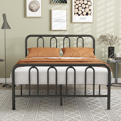 Double/King Size Metal Bed Frame, 4FT6/5FT Platform Bed Frame with Headboard, Footboard and 32cm Underbed Storage