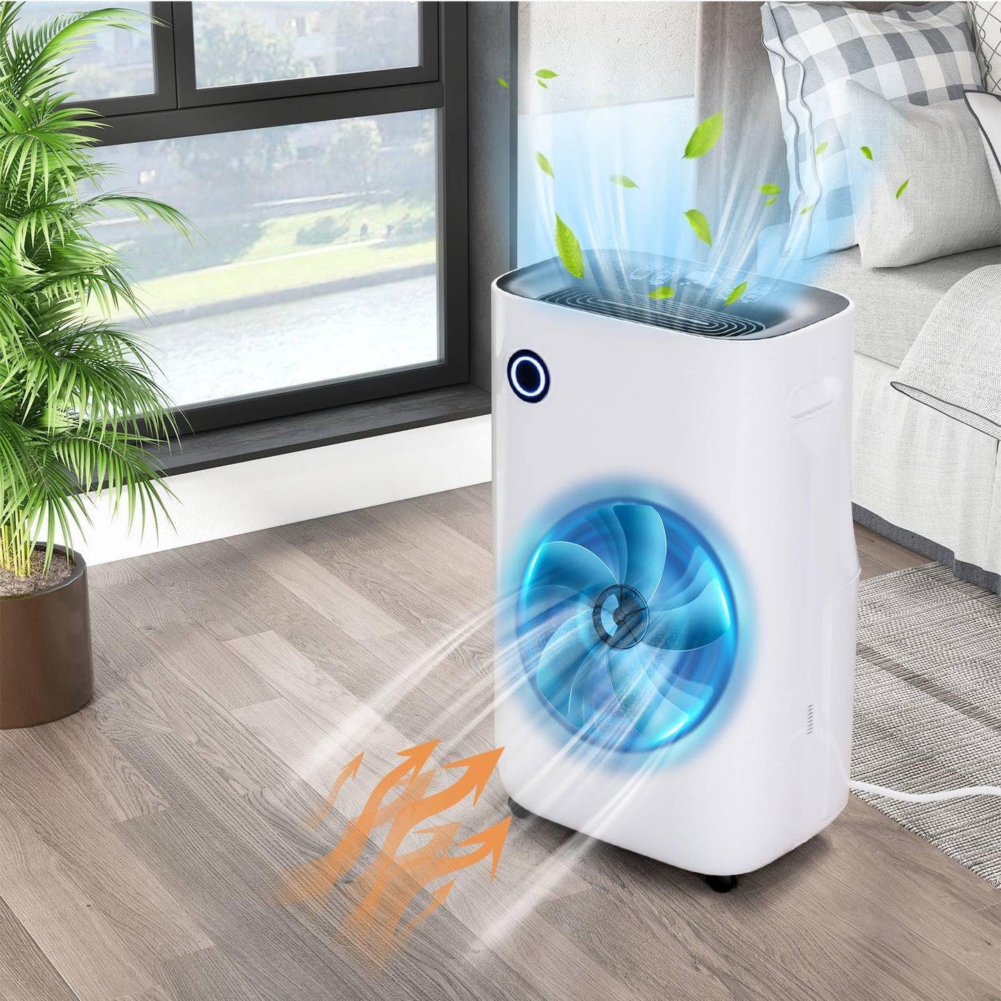 GiantexUK 40L/Day Dehumidifier, Quiet Dehumidifier with 5 Model, Digital Display, Continuous Drainage, Childlock, Laundry Drying, 3-Color Light