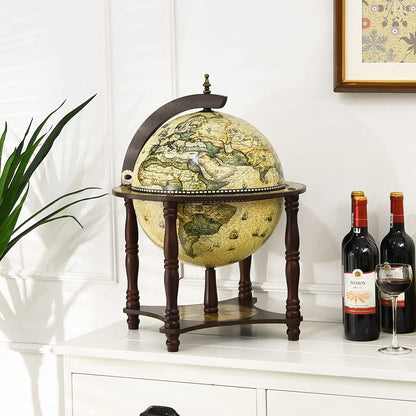 GiantexUK Tabletop Globe Shaped Wine Stand, Mini Wooden Wine Beverage Bottle Holder