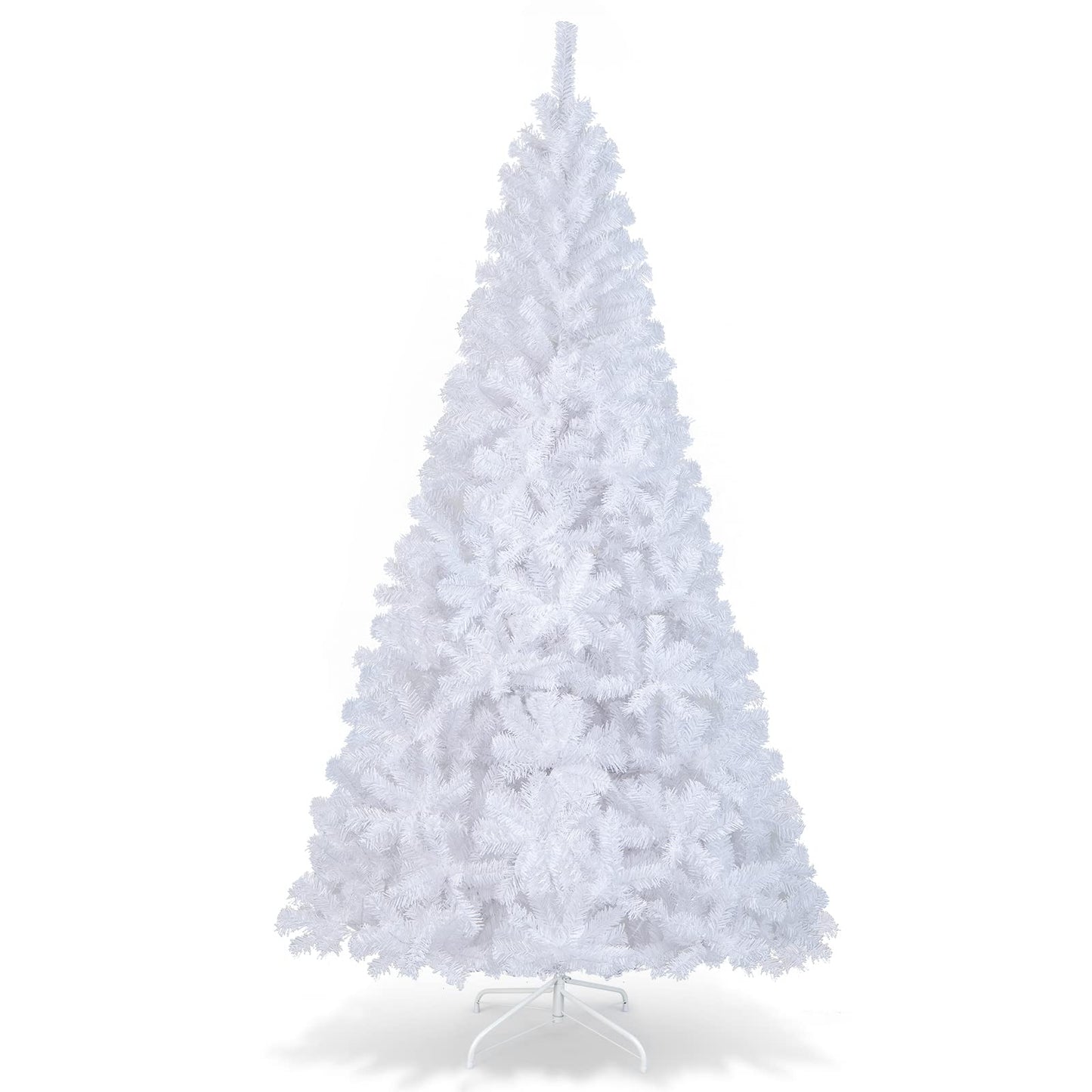 White Christmas Tree with Metal Stand, Artificial Realistic Natural Branches Pine Xmas Traditional Decorations Indoor (White, 8Ft /2.4M)