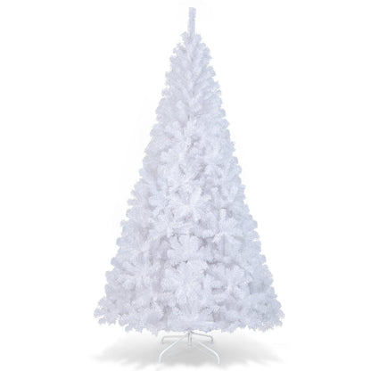 White Christmas Tree with Metal Stand, Artificial Realistic Natural Branches Pine Xmas Traditional Decorations Indoor (White, 8Ft /2.4M)