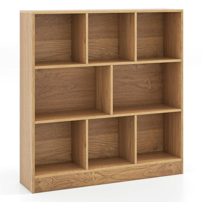 Wooden Cube Bookcase, 3 Tier Open Storage Shelving Unit with 8 Compartments, 100 x 24 x 104cm