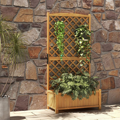 GiantexUK Garden Planter with Trellis (No Hanging Roof, Natural, 90x45x180cm)