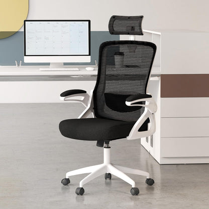 Mesh Office Chair, Rocking Swivel Computer Desk Chair with Adjustable Headrest for Home Office