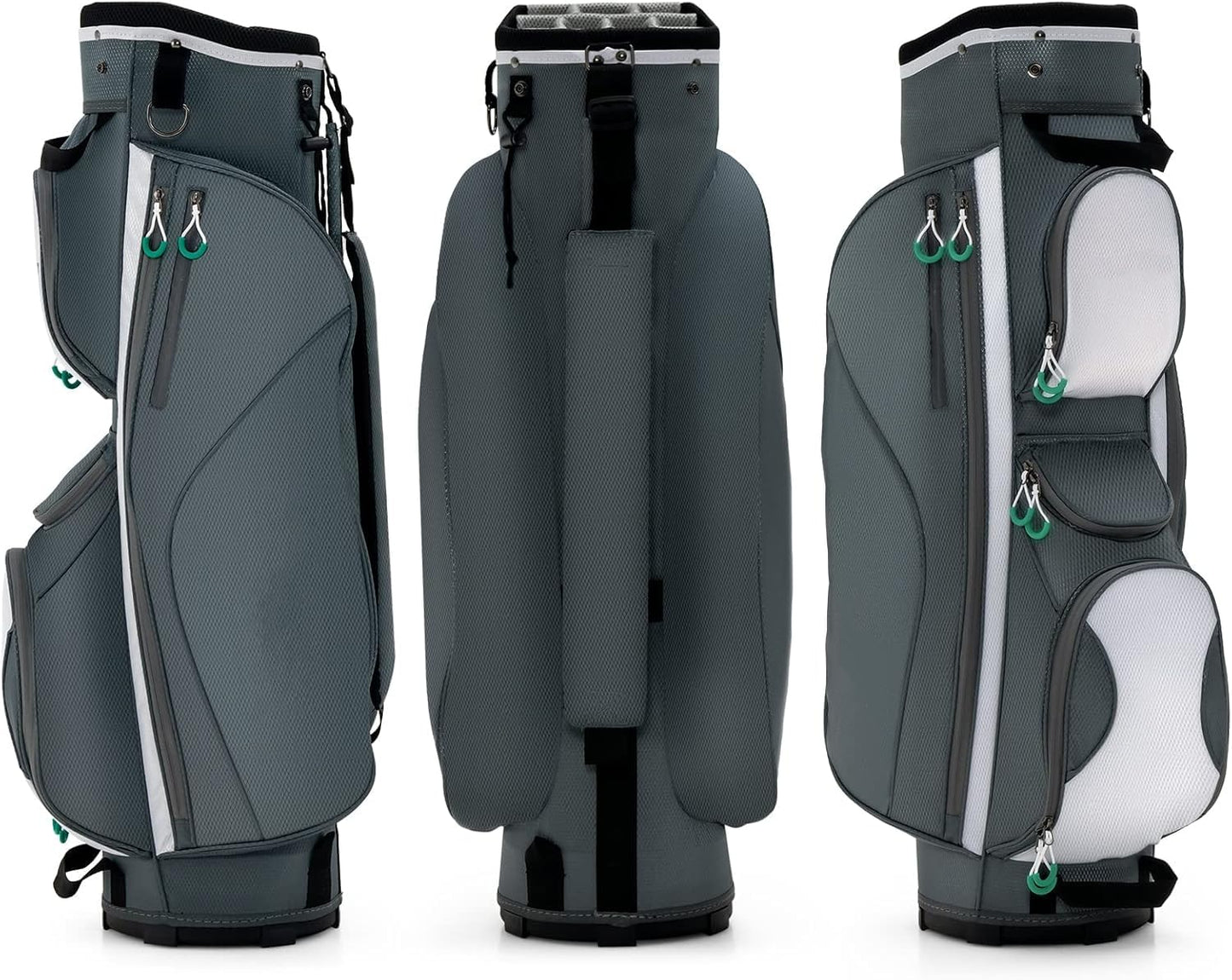 Golf Cart Bag with 14 Way Dividers, 7 Pockets, Rain Hood and Shoulder Strap