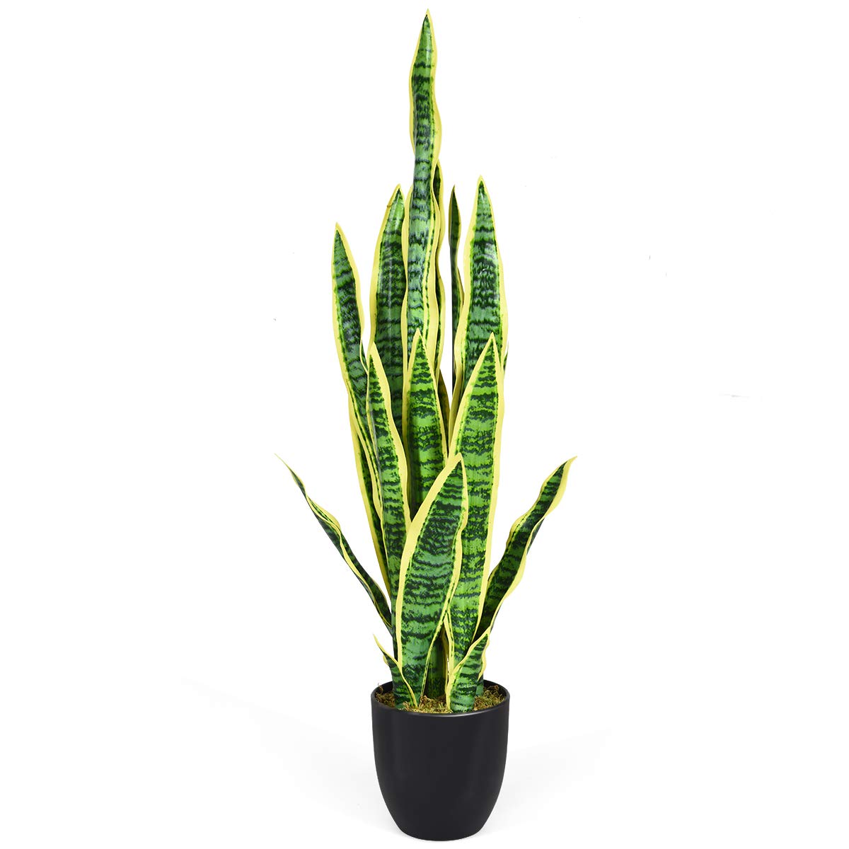 GiantexUK 93cm Fake Sansevieria, Artificial Snake Plant with Plastic Pot