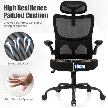 Mesh Office Chair, Ergonomic High Back Swivel Computer Desk Chair with Lumbar Support (71 x 71 x 117-127cm)