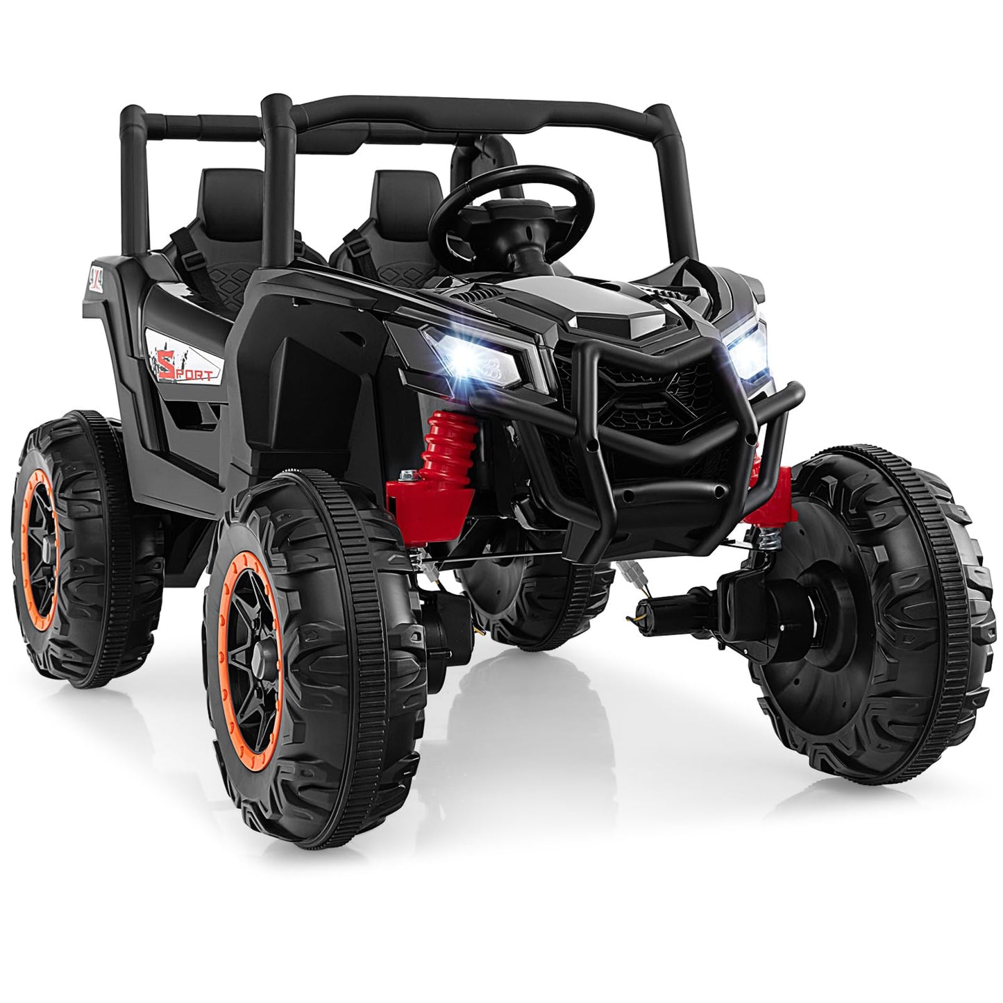 24V Kids Electric Ride on UTV, 2-Seater Battery Powered Toy Car with Remote Control, MP3, Music, Lights