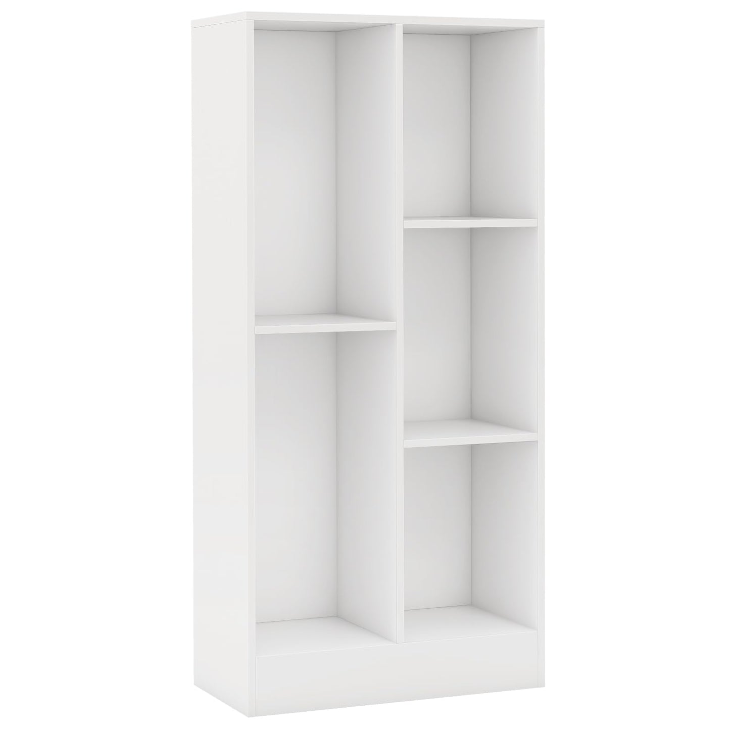 Wooden Cube Bookcase, 3 Tier Open Storage Shelving Unit with 5 Compartments (White, 50 x 24 x 104cm)