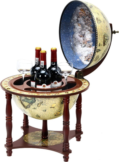 GiantexUK Tabletop Globe Shaped Wine Stand, Mini Wooden Wine Beverage Bottle Holder