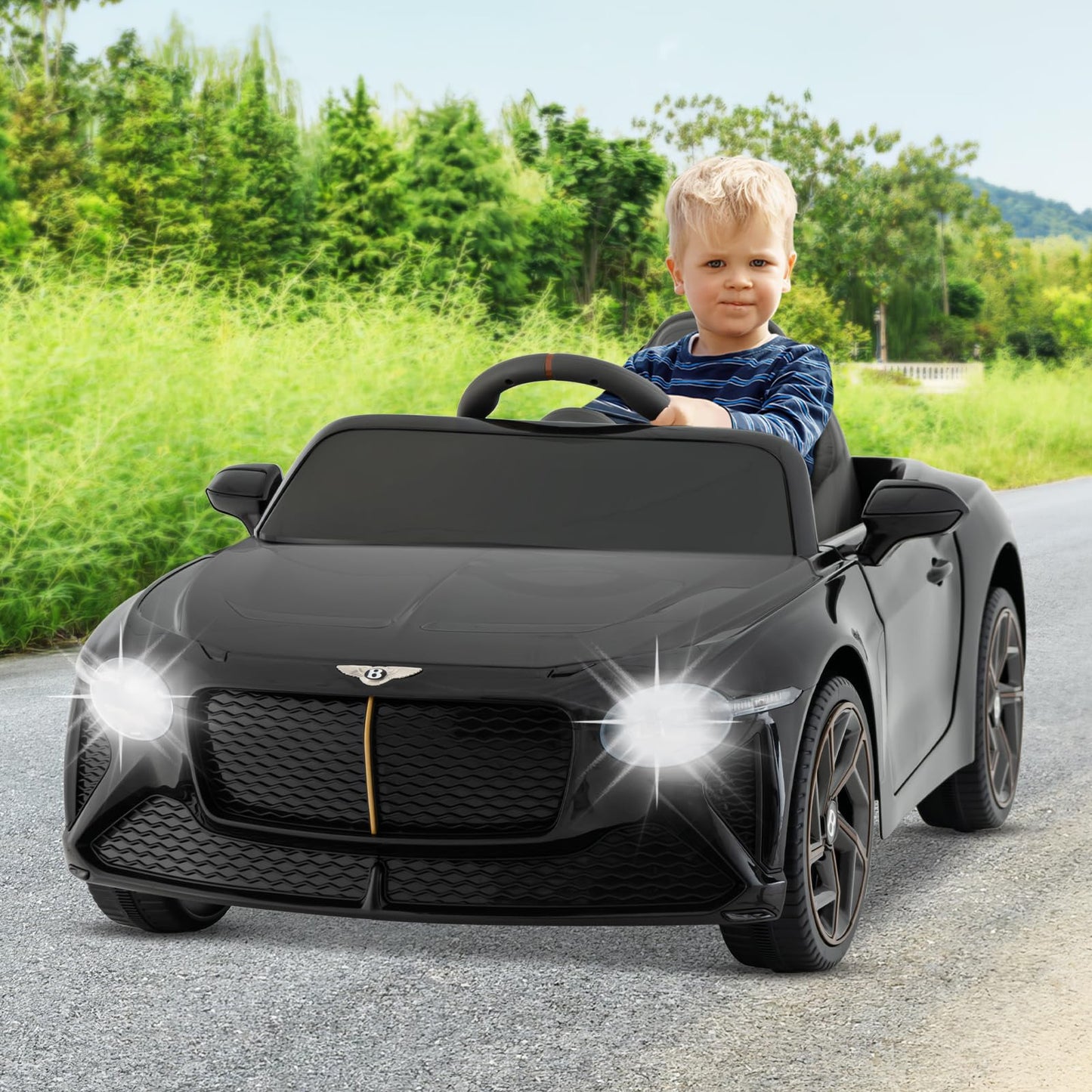 12V Kids Ride on Car, Licensed Bentley Electric Vehicle Toy with Remote Control, Lights, Sounds