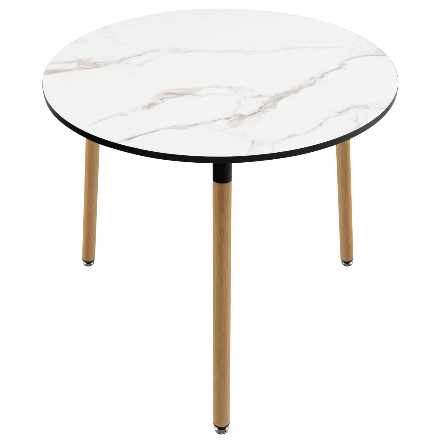 80cm Round Coffee Table, Faux Marble Sofa Side Table with Steel Legs