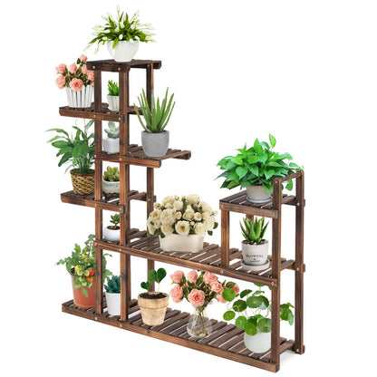 7 Tier Plant Stand, 16 Potted Wooden Flower Pots Rack, Multifunctional Bonsai Display Holder