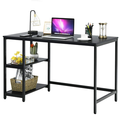 Computer Desk, Industrial Writing Workstation PC Laptop Table with 2-Tier Storage Shelves