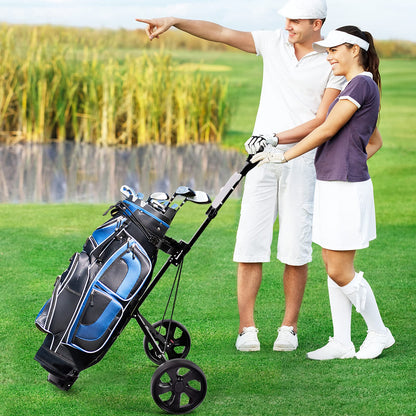 Folding Golf Push Pull Cart, Lightweight 2 Wheels Golfs Bag Trolley with Convenient Handle