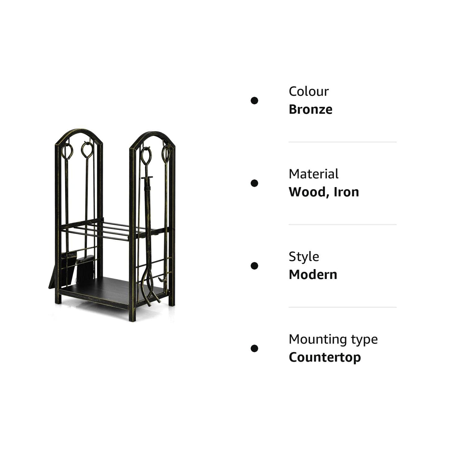 GiantexUK Metal Firewood Rack, Heavy Duty Fireplace Log Holder