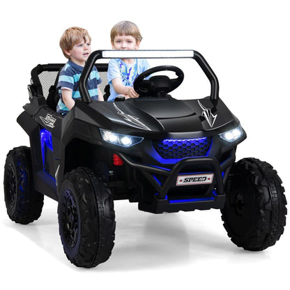 12V Kids Electric Ride On UTV, 2-Seater Battery Powered Off-road Truck with Remote Control, Bluetooth, LED Light, Music, MP3/USB/FM