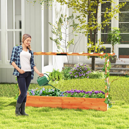 GiantexUK Raised Garden Bed with Arch Trellis & Drainage Holes