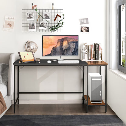 Computer Desk, 140x60x74cm Industrial Study Table Writing Workstation with Storage Shelf