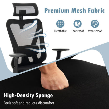 Mesh Office Chair, Ergonomic High Back Swivel Computer Desk Chair with Adjustable Lumbar Support (70 x 63 x 129 cm)