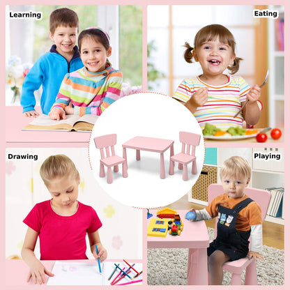 Kids Table and Chair Set, Children Multi Activity Desk with 2 Chairs, for Eating, Drawing, Writing, Craft, Snack Time, 77 x 55 x 50 cm