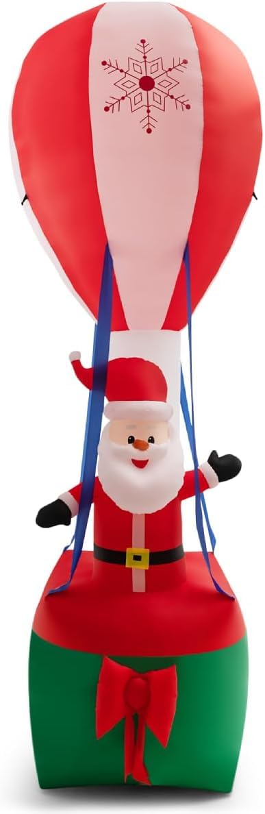 12FT Christmas Santa Claus, Xmas Hot Air Balloon Decoration with LED Lights