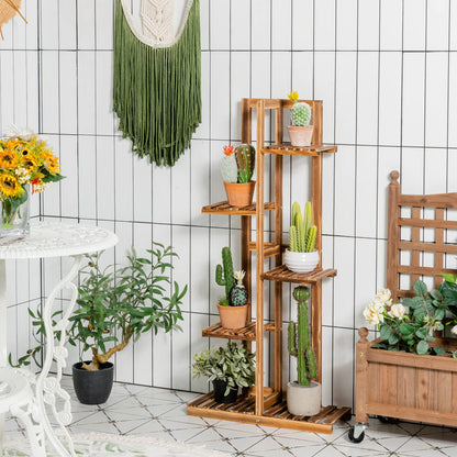 5-Tier Plant Stand, 6 Potted Flower Rack High Low Display Shelf (5 Tiers, without Fence)