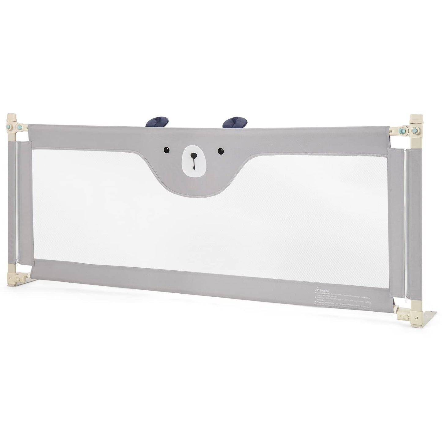 Bed Rail, Vertical Lifting Baby Beds Guard with Double Safety Lock & Adjustable Height (175cm, Grey)