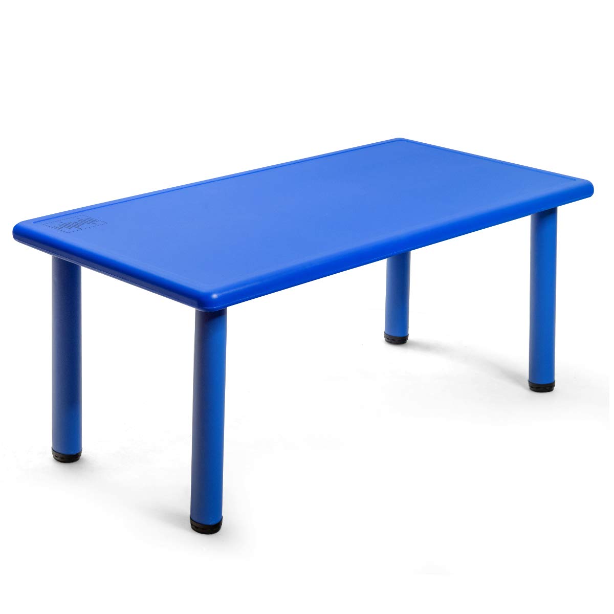 Kids Table, Waterproof Rectangular Children Study Desk with Anti-slip Foot Mats (Blue)