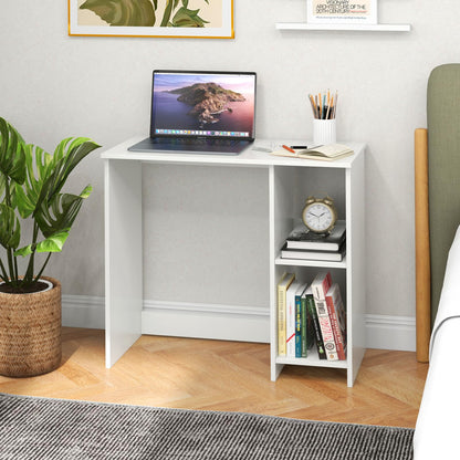 Compact Computer Desk, 80 x 40cm Small Writing Desk with Storage Shelves, Space-saving Home Office