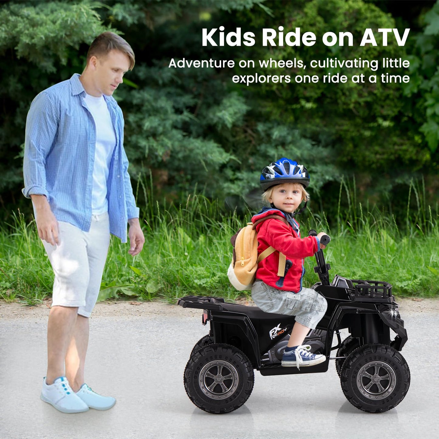 6V Kids Electric Ride on ATV Car, Battery Powered Quad Bike with One-Button Start, LED Lights, MP3, Storage Basket