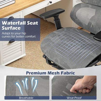 Mesh Office Chair, Ergonomic High Back Swivel Computer Desk Chair with Lumbar Support and Retractable Footrest