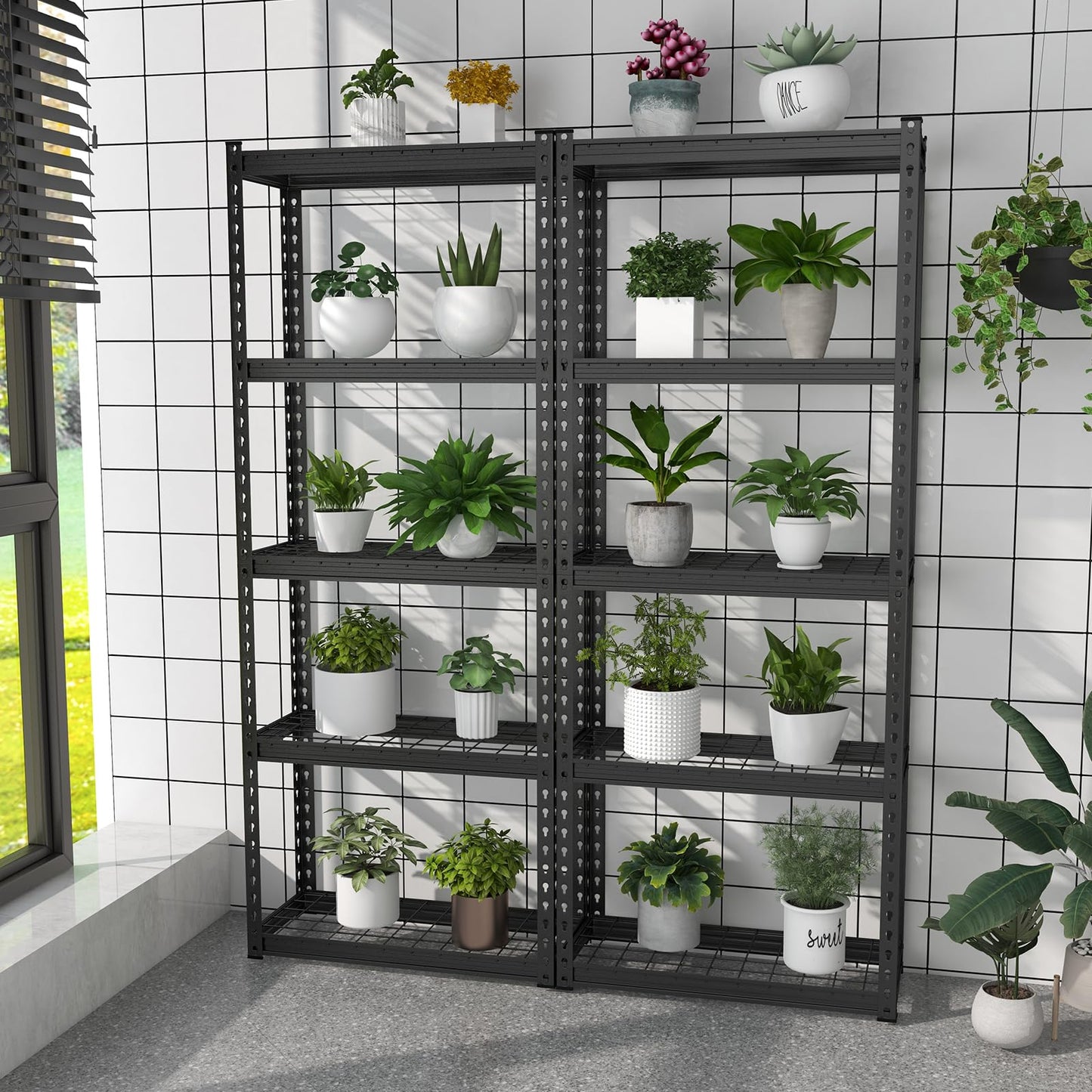 GiantexUK 5 Tier Garage Shelving Unit, Heavy Duty Adjustable Metal Shelves with Anti-tipping Device