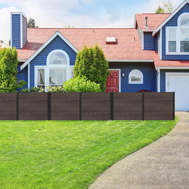 2 Panels Outdoor Privacy Screen, 120 x 115cm Decorative Fence Trash Can Enclosure with 5 Stakes