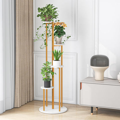 Tall Plant Stand, 5 Tiers Flower Rack with Foot Pads, Metal Display Pot Shelf Holder for Balcony Living Room Yard