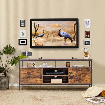 TV Stand for TVs up to 65", Wooden TV Cabinet Media Entertainment Center  for Living Room Bedroom