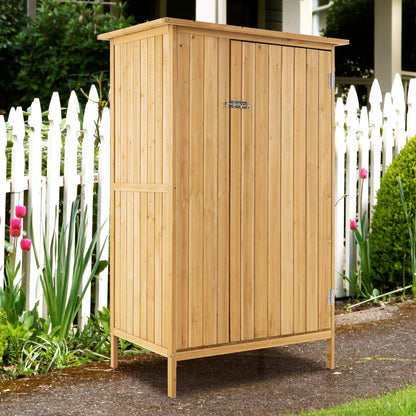 Wooden Garden Shed, 5 x 3FT Outdoor Tool Storage Cabinet with Asphalt Roof