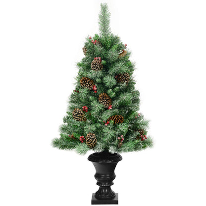 4FT Christmas Tree, Small Artificial Xmas Trees with Pine Cones and Base