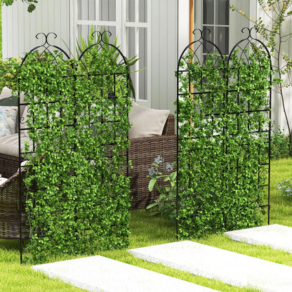 GiantexUK 180/220x50cm Garden Trellis, 6ft/7.2ft Tall Galvanized Metal Fence Climbing Plants Support Frame